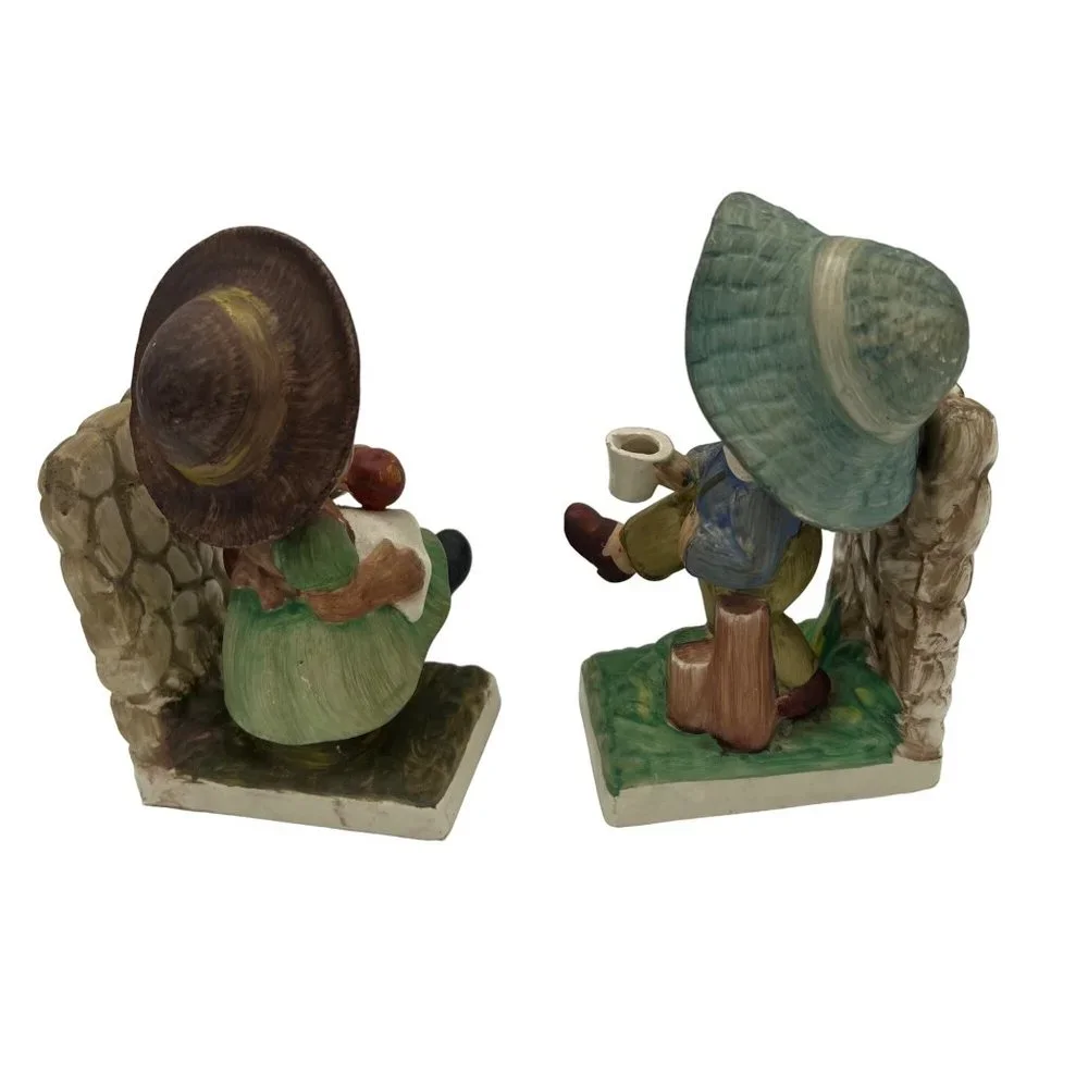 Vintage Ucagco Ceramic Bookends Boy & Girl Made in Japan 6.5